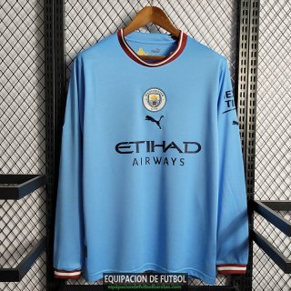 Camiseta Manga Larga Manchester City Primera Equipacion 2022/2023