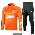 Manchester United Sudadera De Entrenamiento Orange + Pantalon 2020-2021