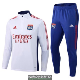 Olympique Lyonnais Sudadera De Entrenamiento White + Pantalon Blue 2021/2022