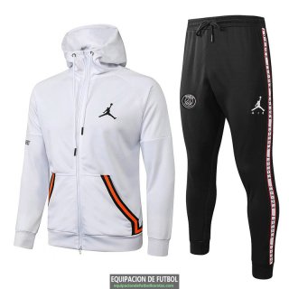 PSG x Jordan Chaqueta Capucha White Orange + Pantalon 2020-2021